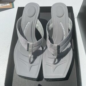 Jessica Women's Metallic Glitter Heels Thong Sandal Alexander Wang Size 38.5